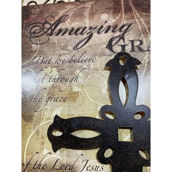 3D Amazing Grace Cross - Metal Cross And  Wall Art - 18" x 9 1/2" - Picture 4 of 7